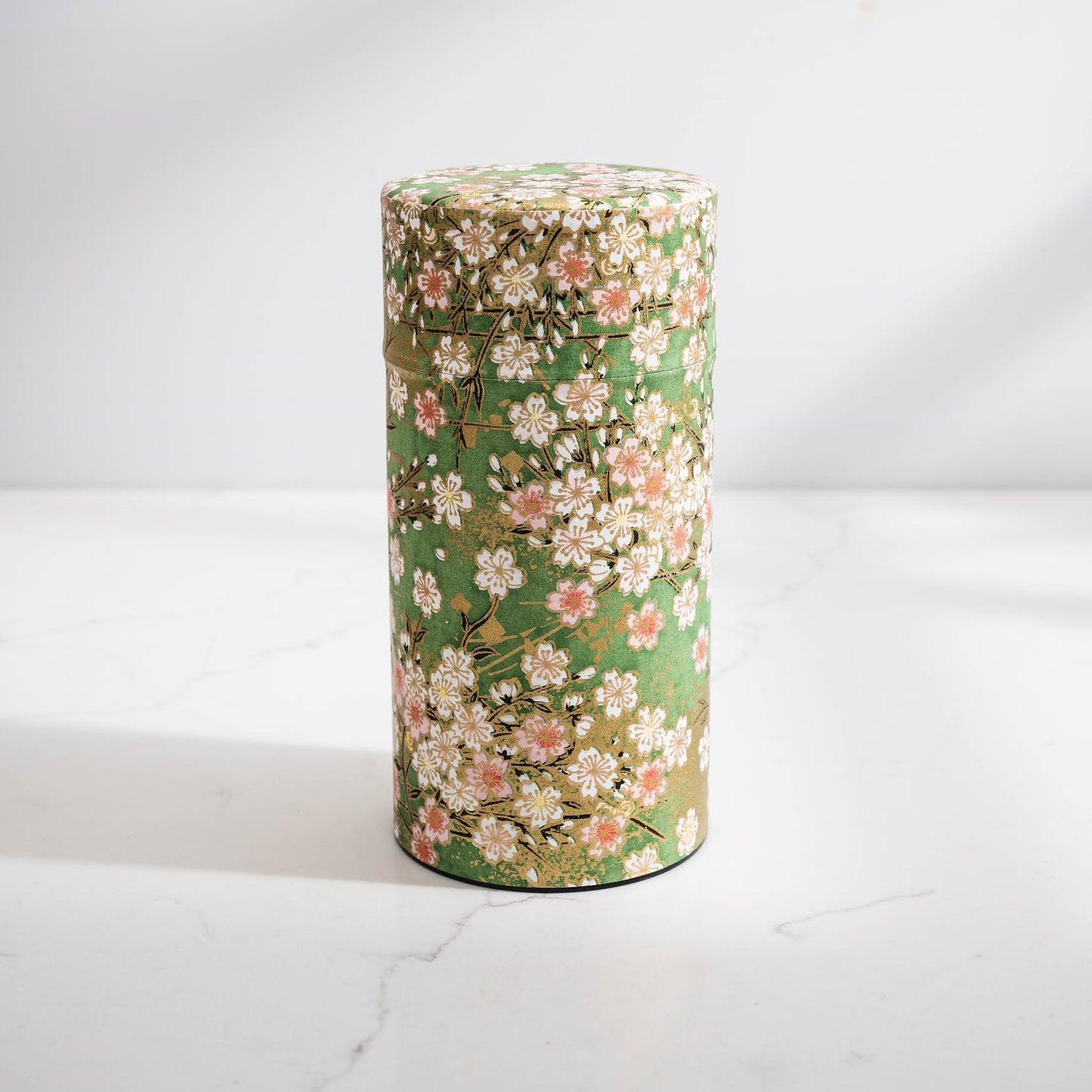 Japanese Tea Tin — Green & Pink Floral