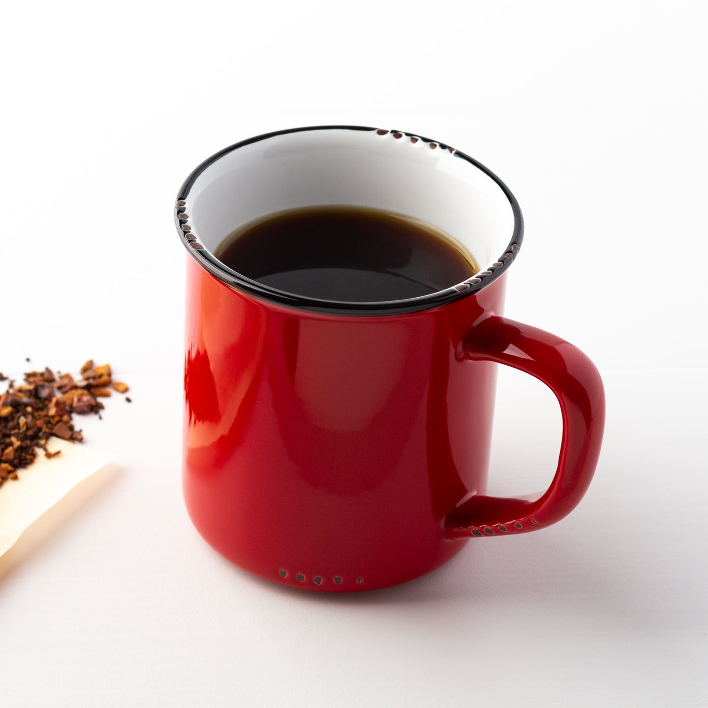 Red Enamel Look Ceramic Mug