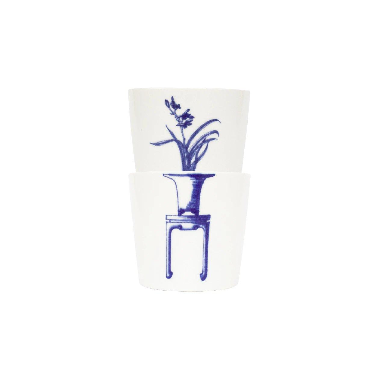 Bonsai Cups - Orchid design, showing two cups stacked together