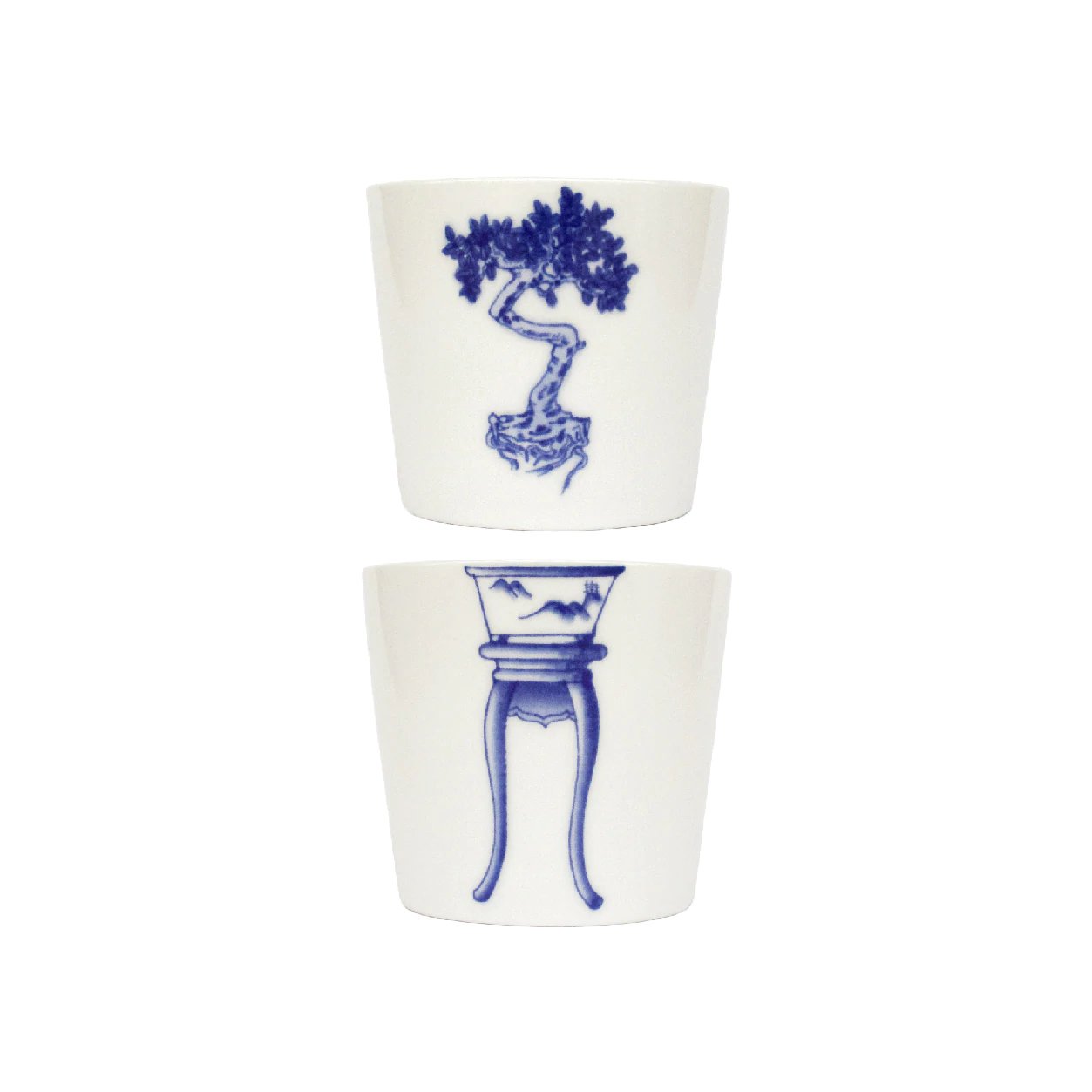 Bonsai Cups - Banyon design, showing two cups separated.