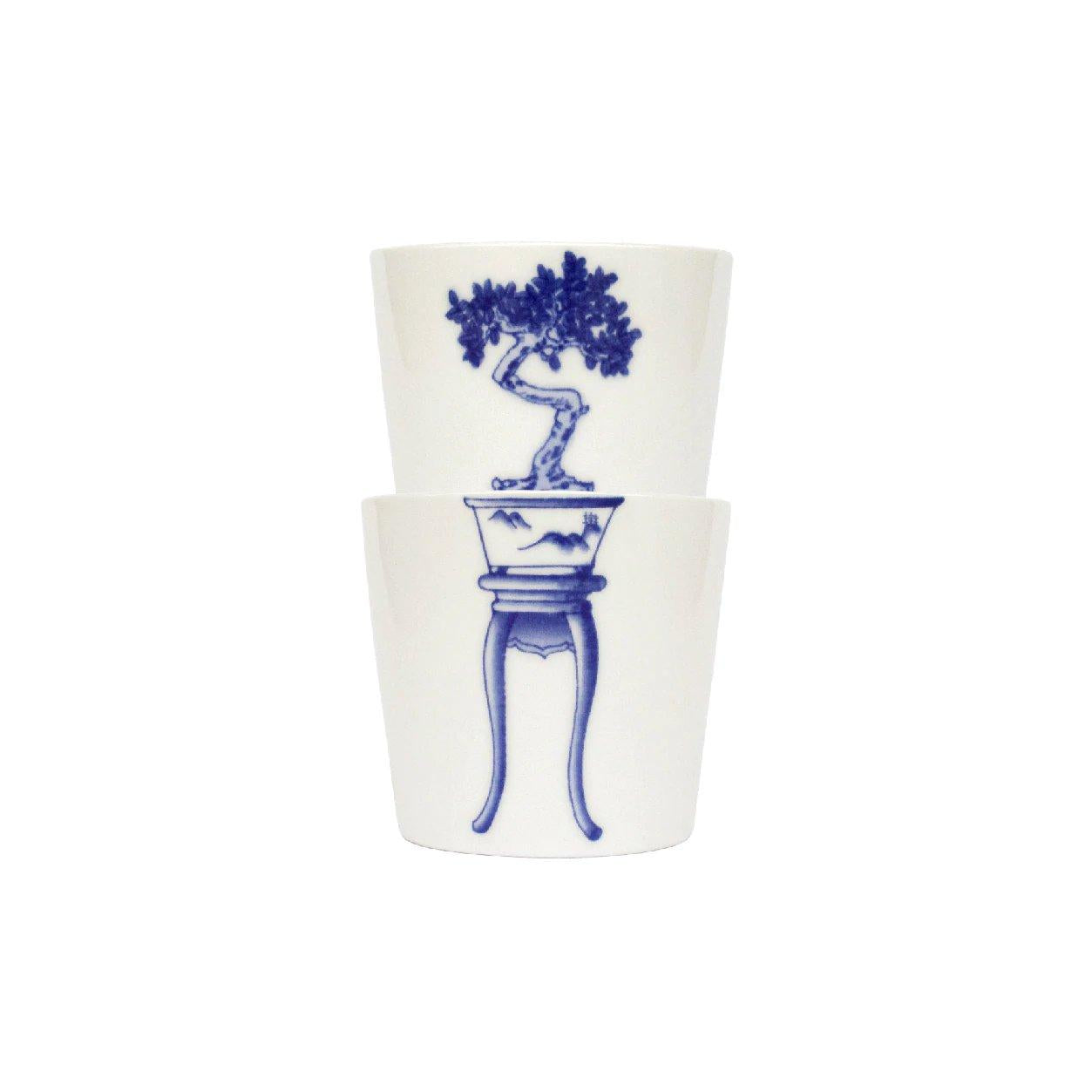 Bonsai Cups - Banyon design, showing two cups stacked together