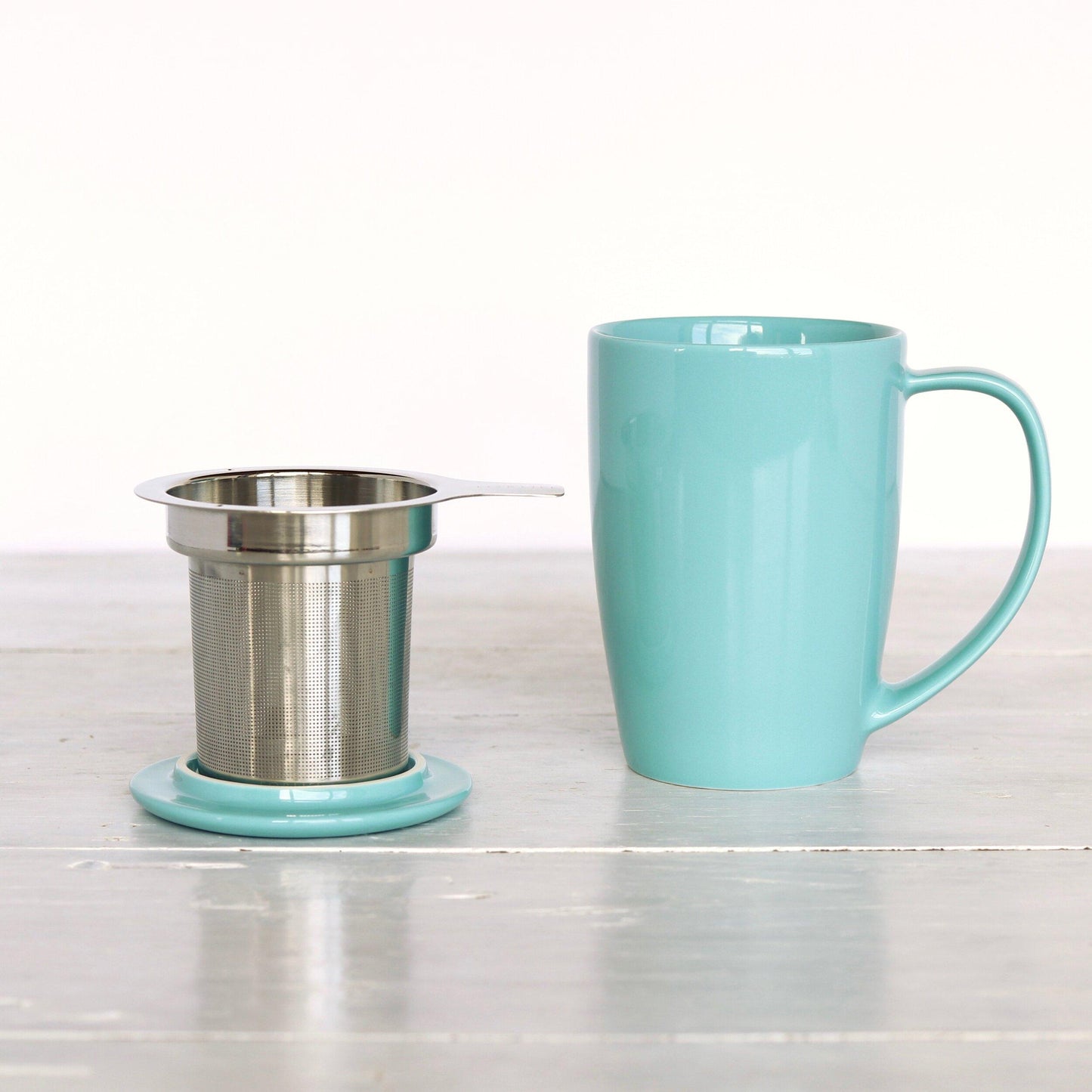 Curve Mug with Infuser (Turquoise) – ArtfulTea