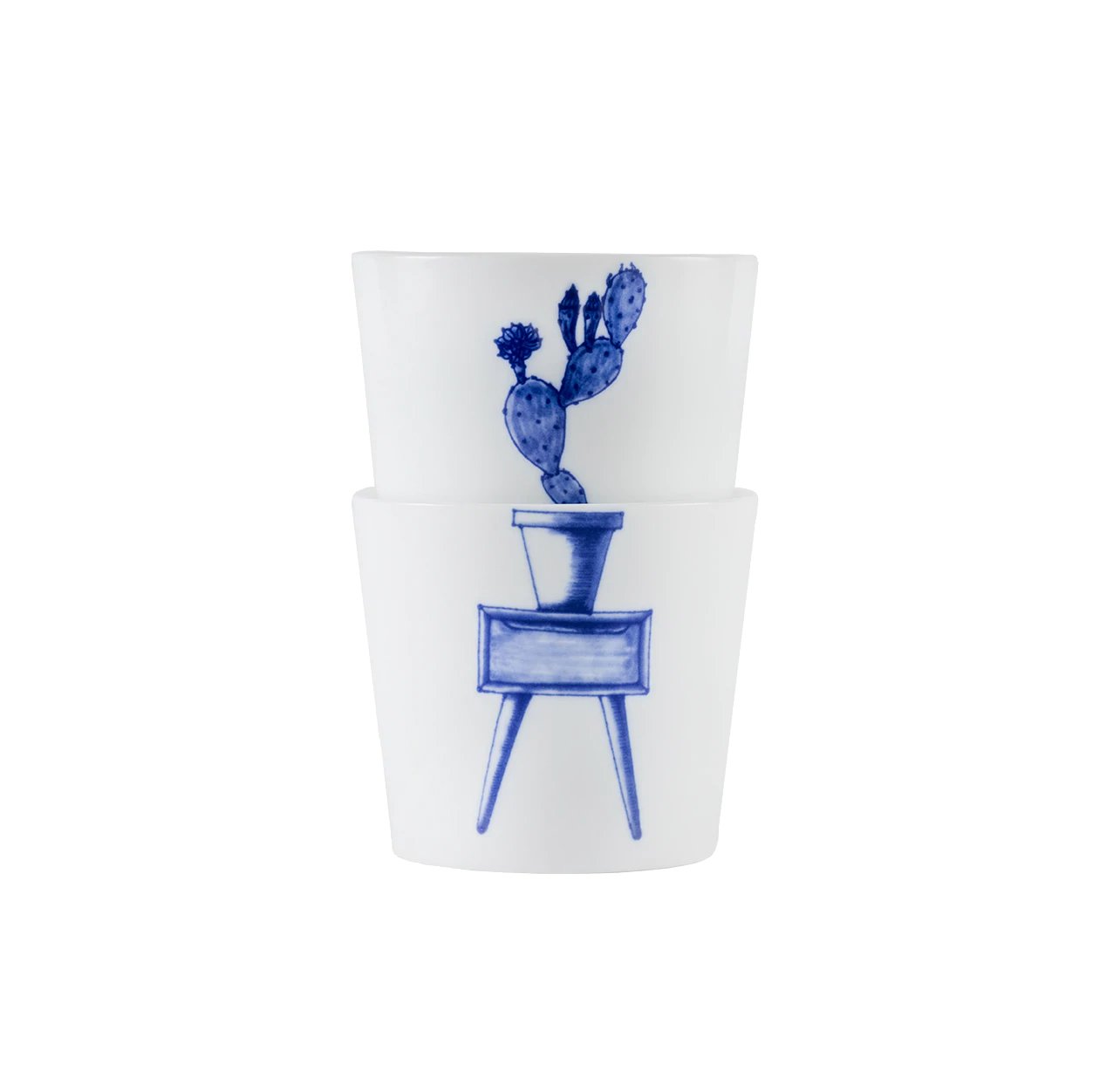 Bonsai Cups - Cactus design, showing two cups stacked together
