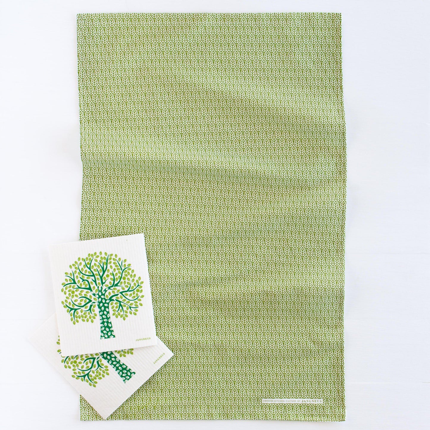 Swedish Dishcloths & Tea Towel Set – Green Trees