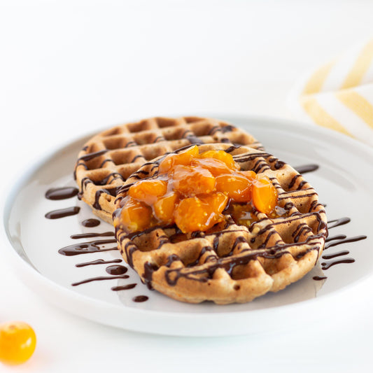 Mini Waffles with Black Tea and Berry Jam