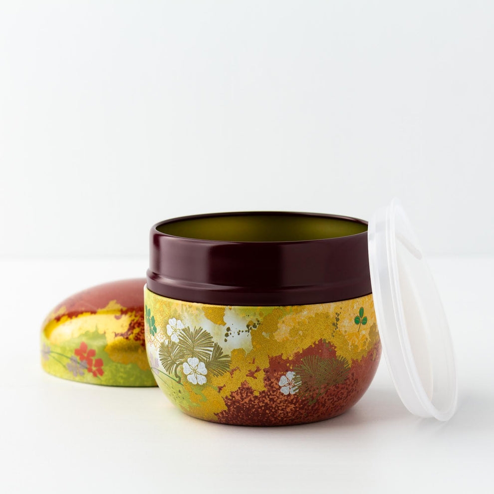 Round Metal Tea Tin - Terracotta & Gold Floral – ArtfulTea