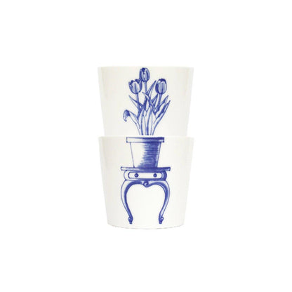 Bonsai Cups - Tulips design, showing two cups stacked together