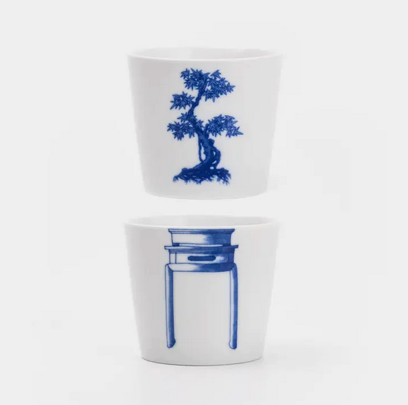Bonsai Cups - Japanese Maple design, showing two cups separated.