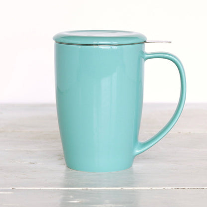 Curve Ceramic Mug with Infuser and Lid