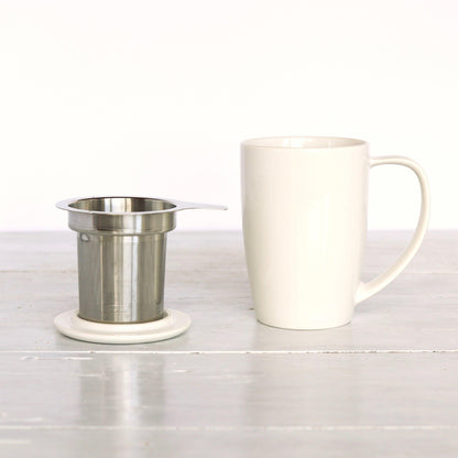 Curve Mug with Infuser (White) – ArtfulTea