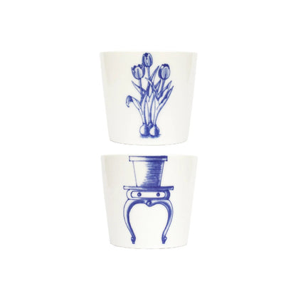Bonsai Cups - Tulips design, showing two cups separated.