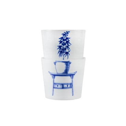 Bonsai Cups - Weed design, showing two cups stacked together