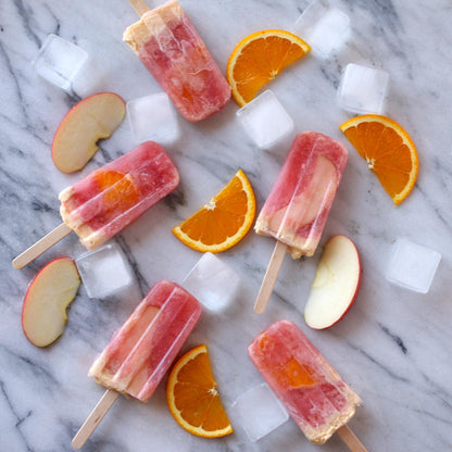 Popsicles made with Apples to Oranges Organic Herbal Tea