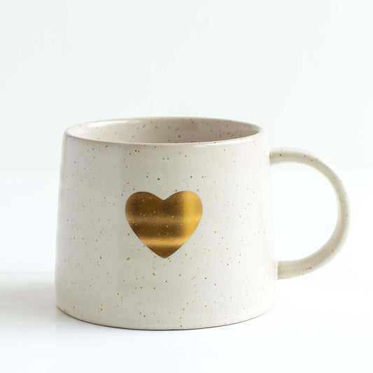 White mug with gold heart