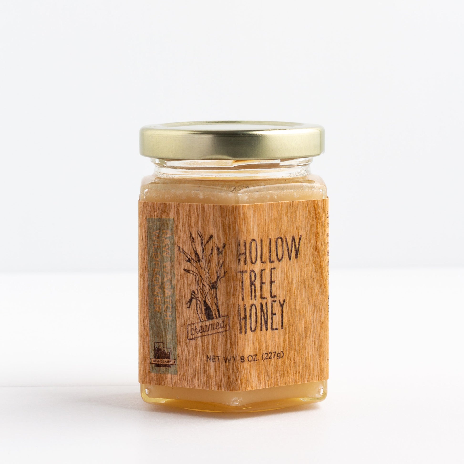 Hollow Tree Honey creamed honey (8 oz) packaged in a glass jar