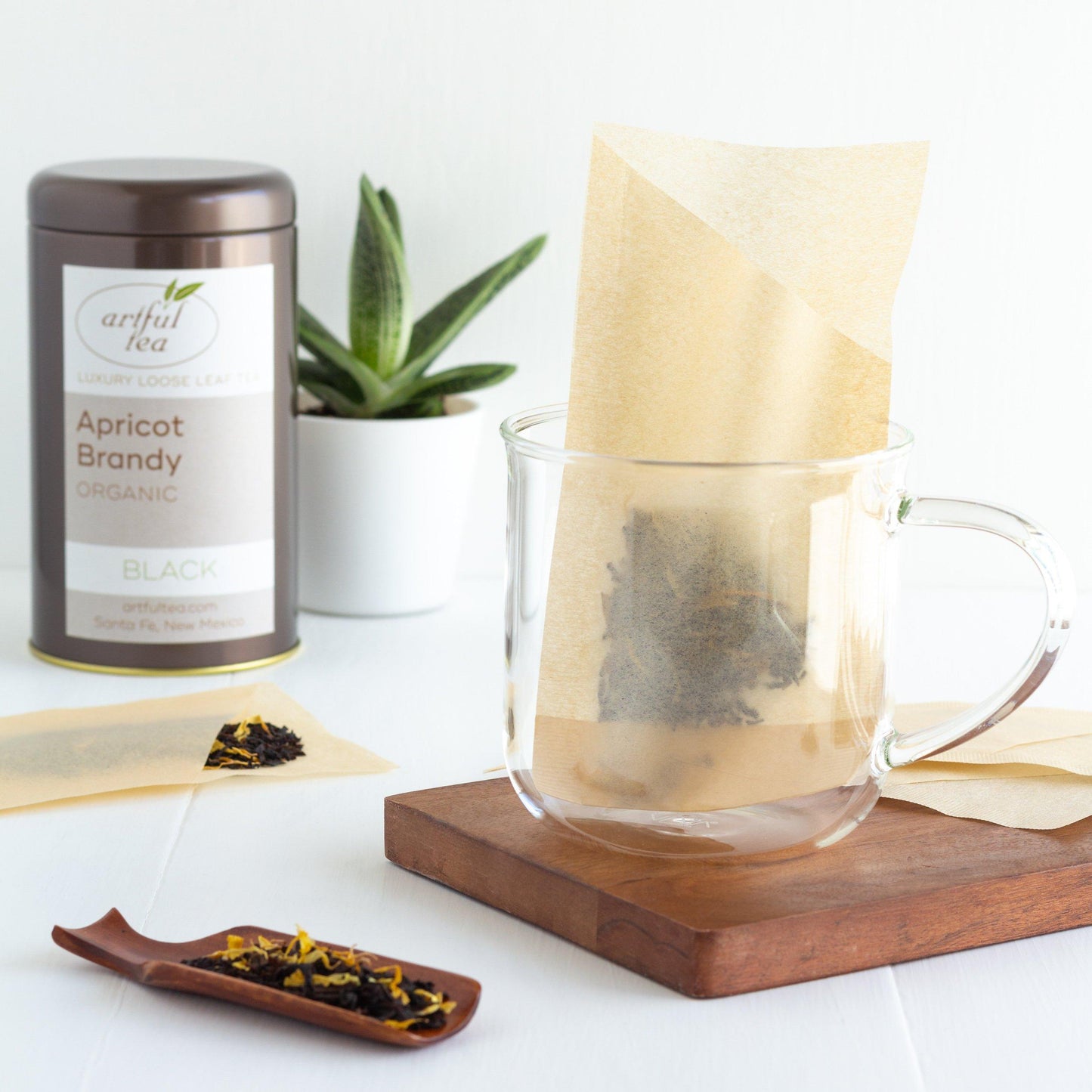 Tea Filter standing in glass mug