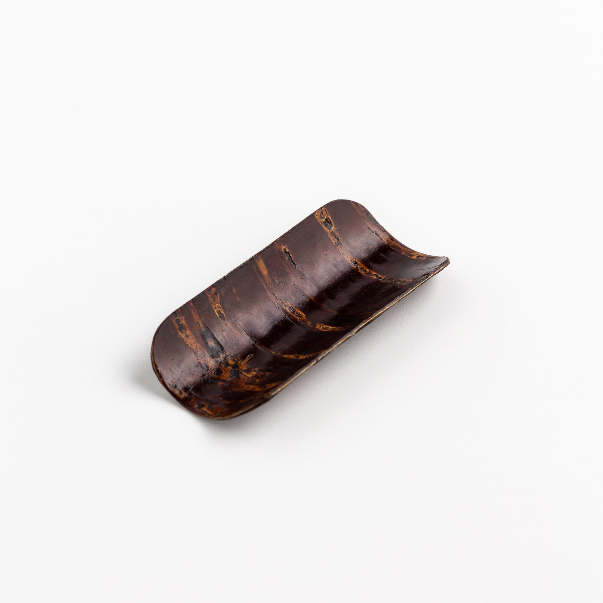 Cherry wood tea scoop. Traditional Japanese style curved wood scoop without a handle.